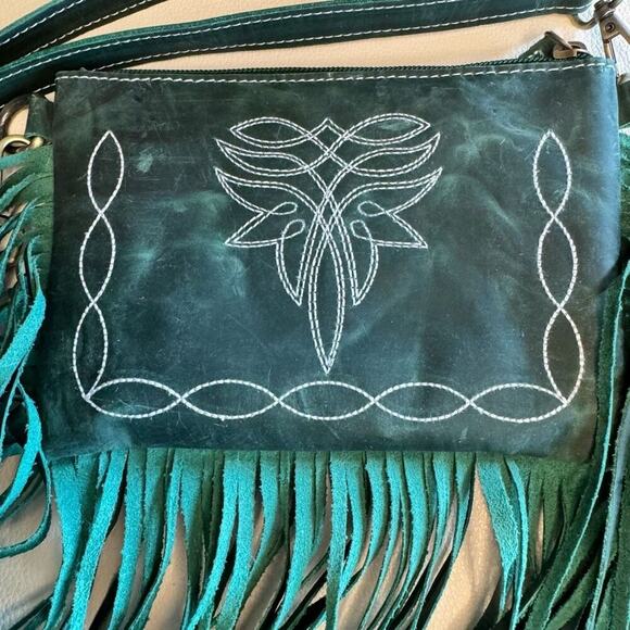 Bluebell Bootstitch Leather Western Purse Clutch Wallet Crossbody NEW Fast Ship - Picture 10 of 14